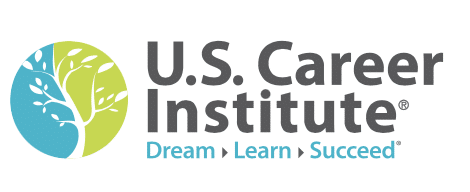 U.S. Career Institute logo featuring a stylized tree in a blue and green circle, with the slogan "Dream • Learn • Succeed" underneath the institute's name.