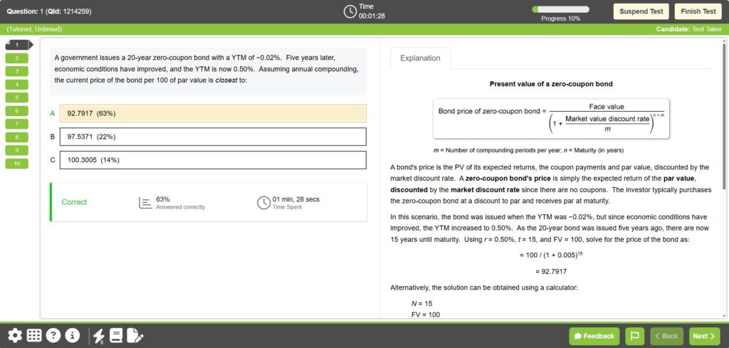 UWorld CFA practice quiz