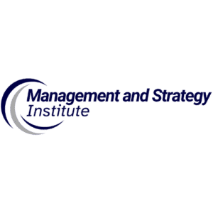 Logo of the Management and Strategy Institute with stylized blue and gray arcs to the left of the text.