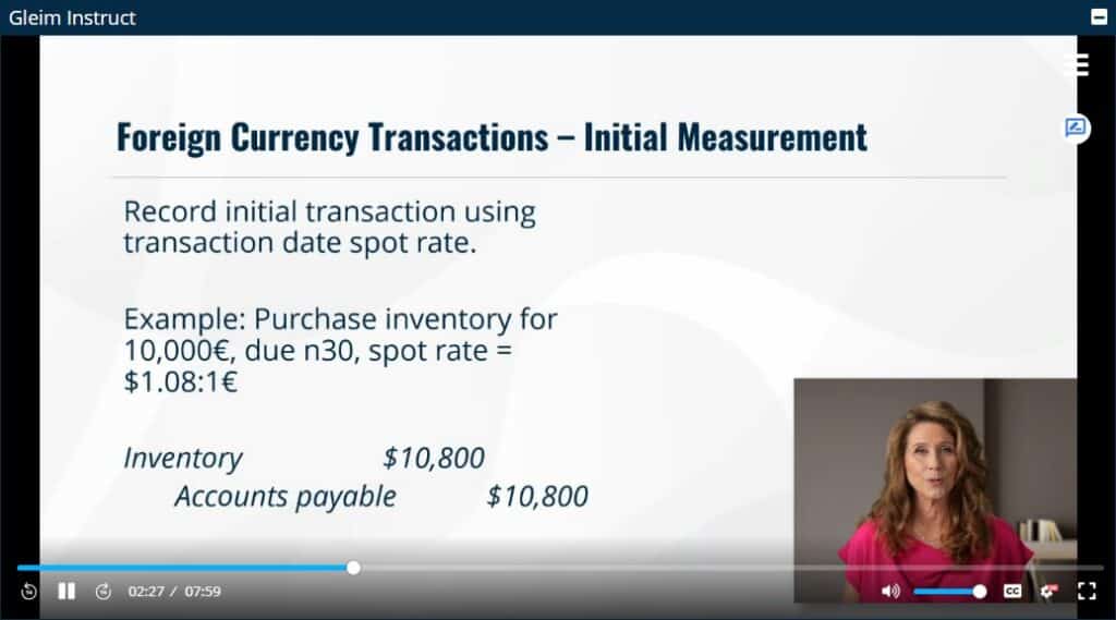 Gleim CPA video lecture