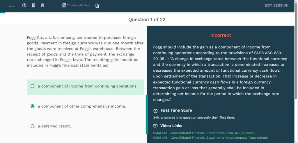 Surgent CMA Review practice questions