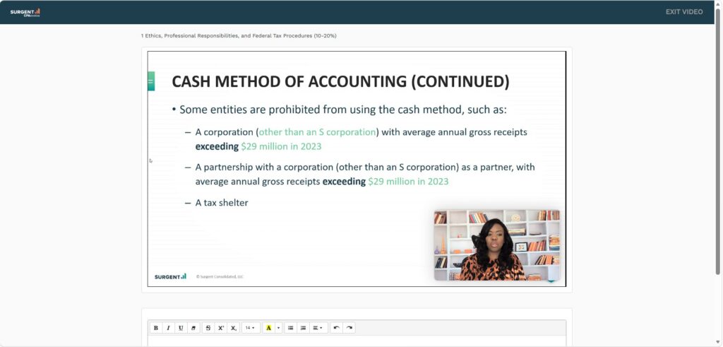 Surgent CPA Review video lessons